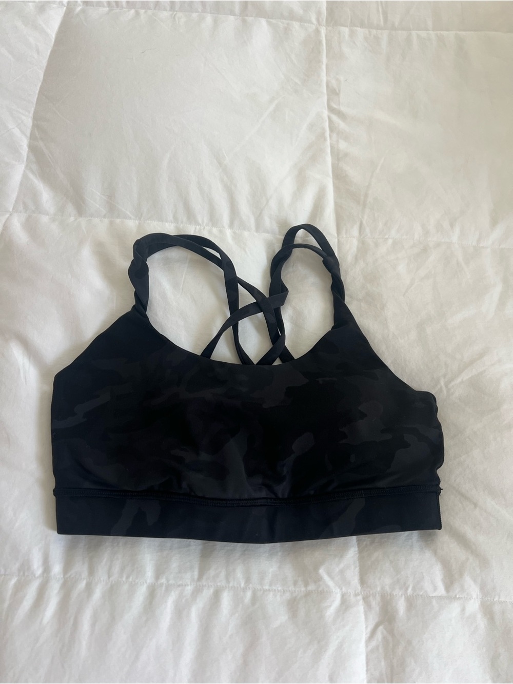 lululemon athletica Black Camo Strappy Sports Bra